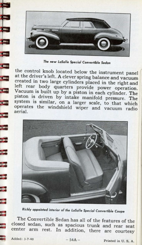 1940 Cadillac LaSalle Data Book Page 87